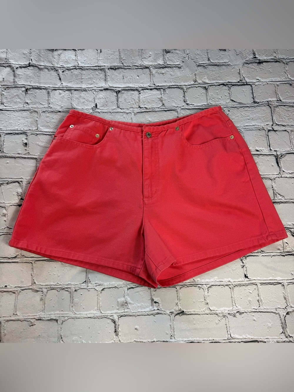 Vtg 90s L.A. Blues Coral Pink High Waisted Denim Jean Shorts 100% Cotton Size 14